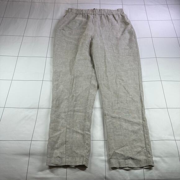 Quince Pants Womens Medium Flax Cream 100% European Linen Tapered Ankle Relaxed - Picture 2 of 12